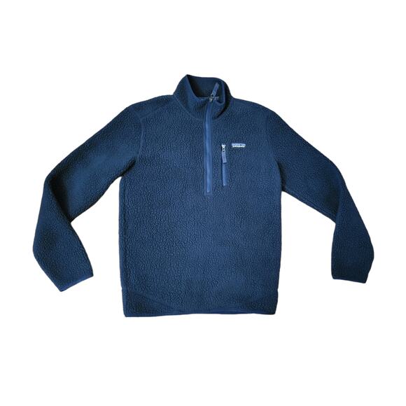 Patagonia El Cap 1/4 Zip Deep Pile Fleece Blue Mens Small i - Picture 1 of 5